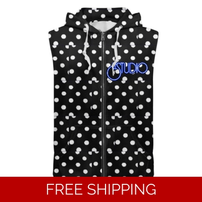 Custom Zipper Sleeveless Hoodie Pocka Dot